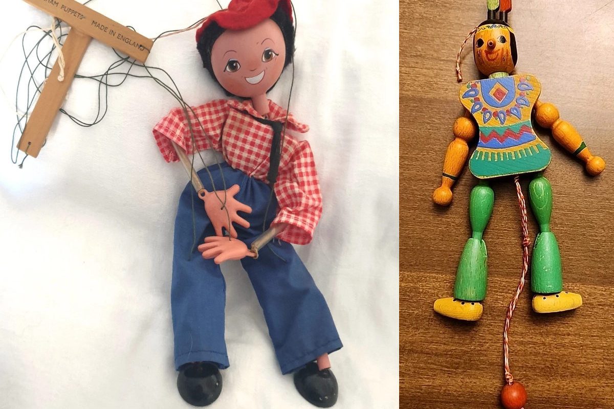 marionnette pantin en bois et tissu